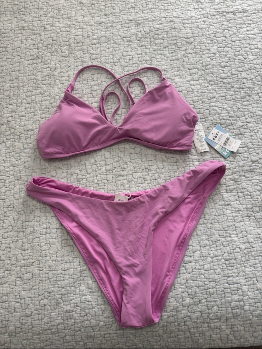 NWT ROXY Mauve Pinkish Purple Two-Piece Bikini Set